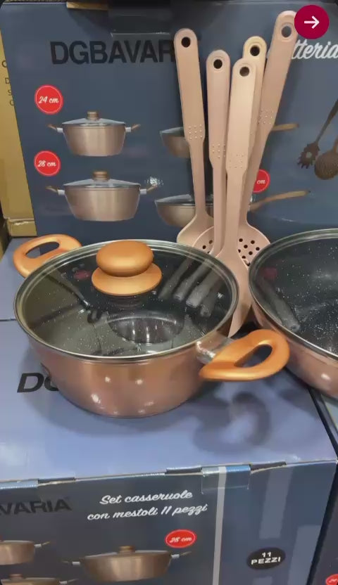 Set Cucina 13 Pezzi – Rivestimento in Pietra Lavica Antiaderente